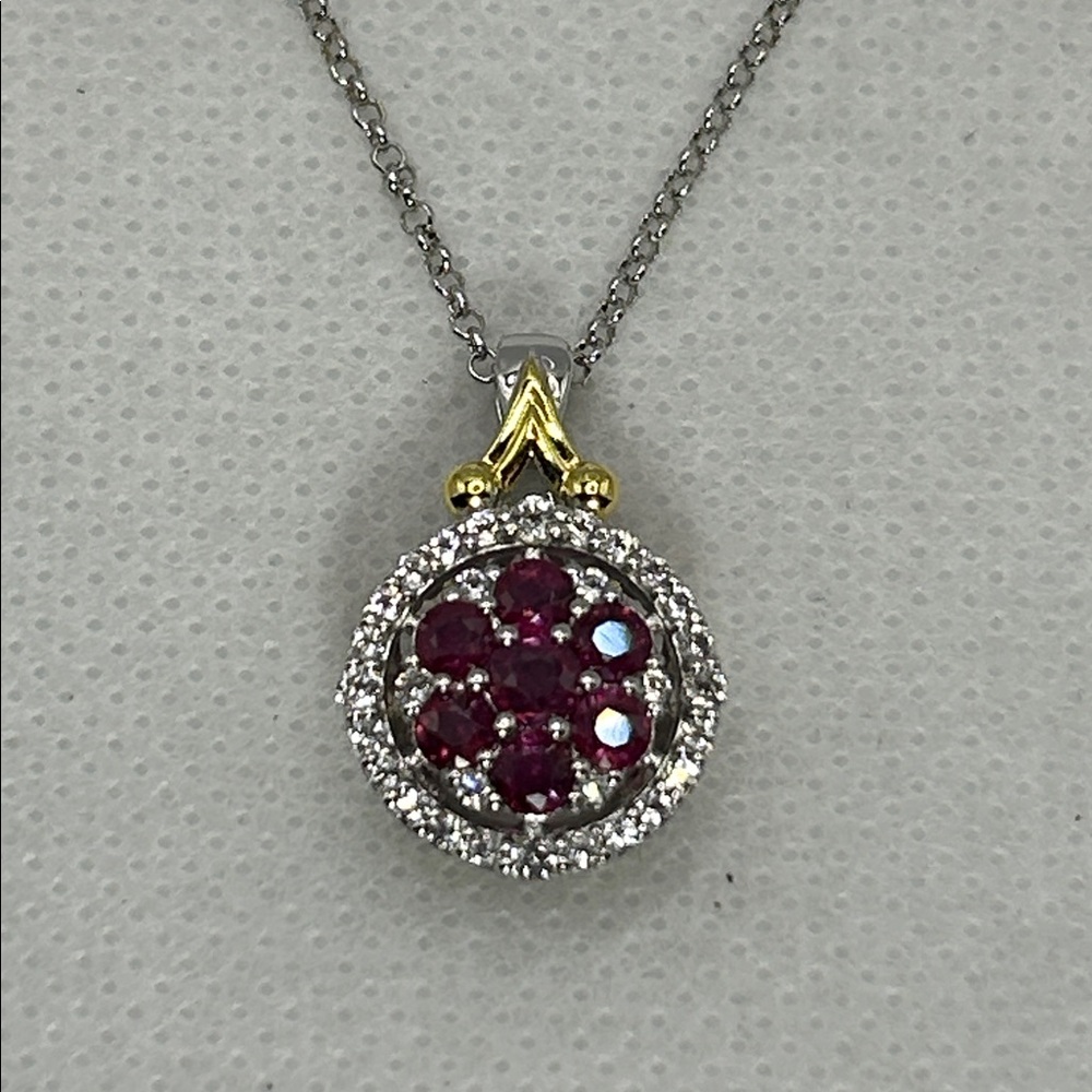 NWOT Genuine Rhodonite Garnet Two Tone Necklace